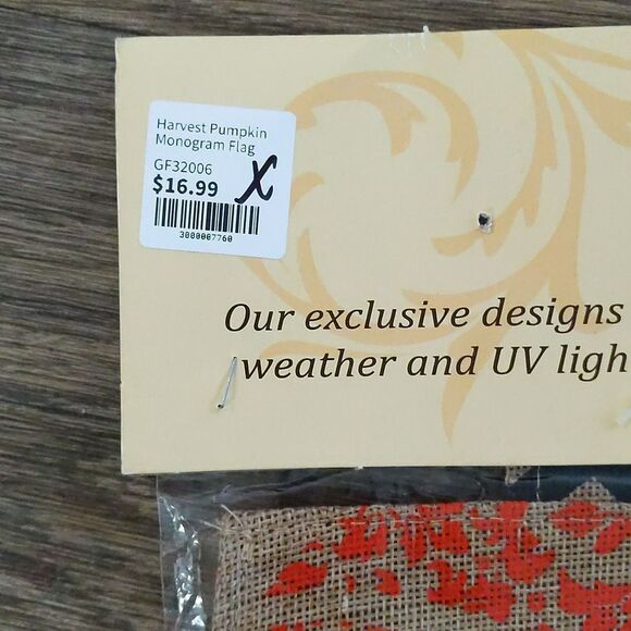 Harvest Pumpkin Monogram Flag Size W12.5"x L 15.5" - Picture 4 of 6